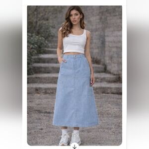 Pretty Garbage x Hot Topic Chambray Cargo Maxi Skirt • Small • NWT